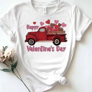Valentine's Day Women's Tee - White with Red Truck Design